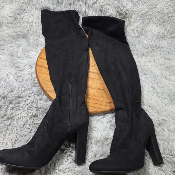 Unisa Womens Size 8.5 Retro Black Over the Knee Faux Suede High Heeled Boots - Picture 10 of 10